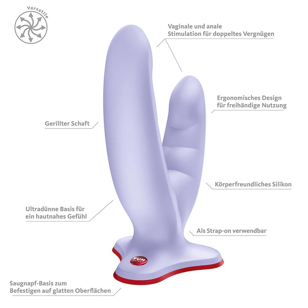 Dildo cu Ventuză Dublă Ryde Fun Factory Lavandă