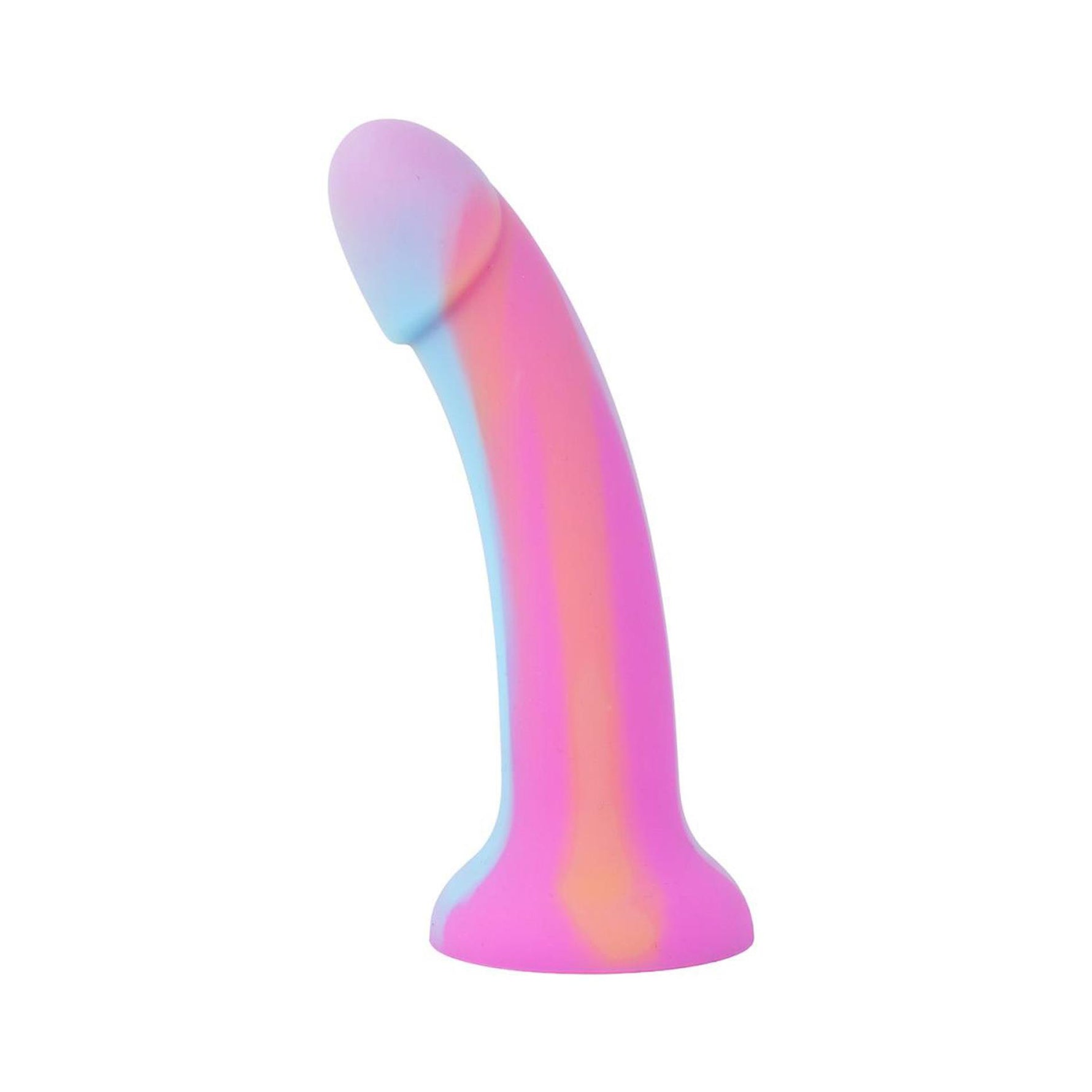 Dildo din silicon EasyToys Candy Swirl, strălucitor în întuneric, roz, 19 cm