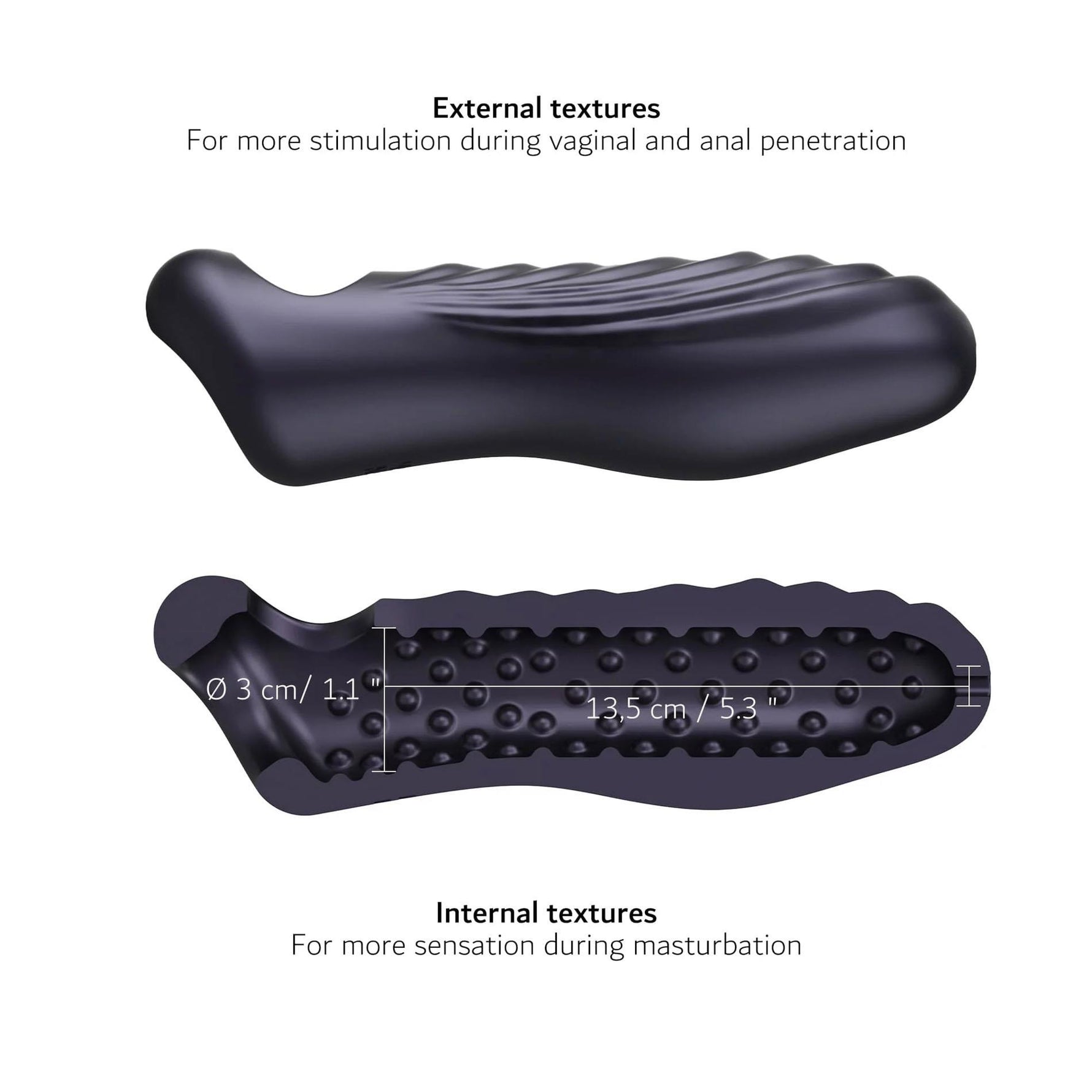 Extensie pentru baghetă Ryzer Max Man, silicon, negru-prună, 18 cm