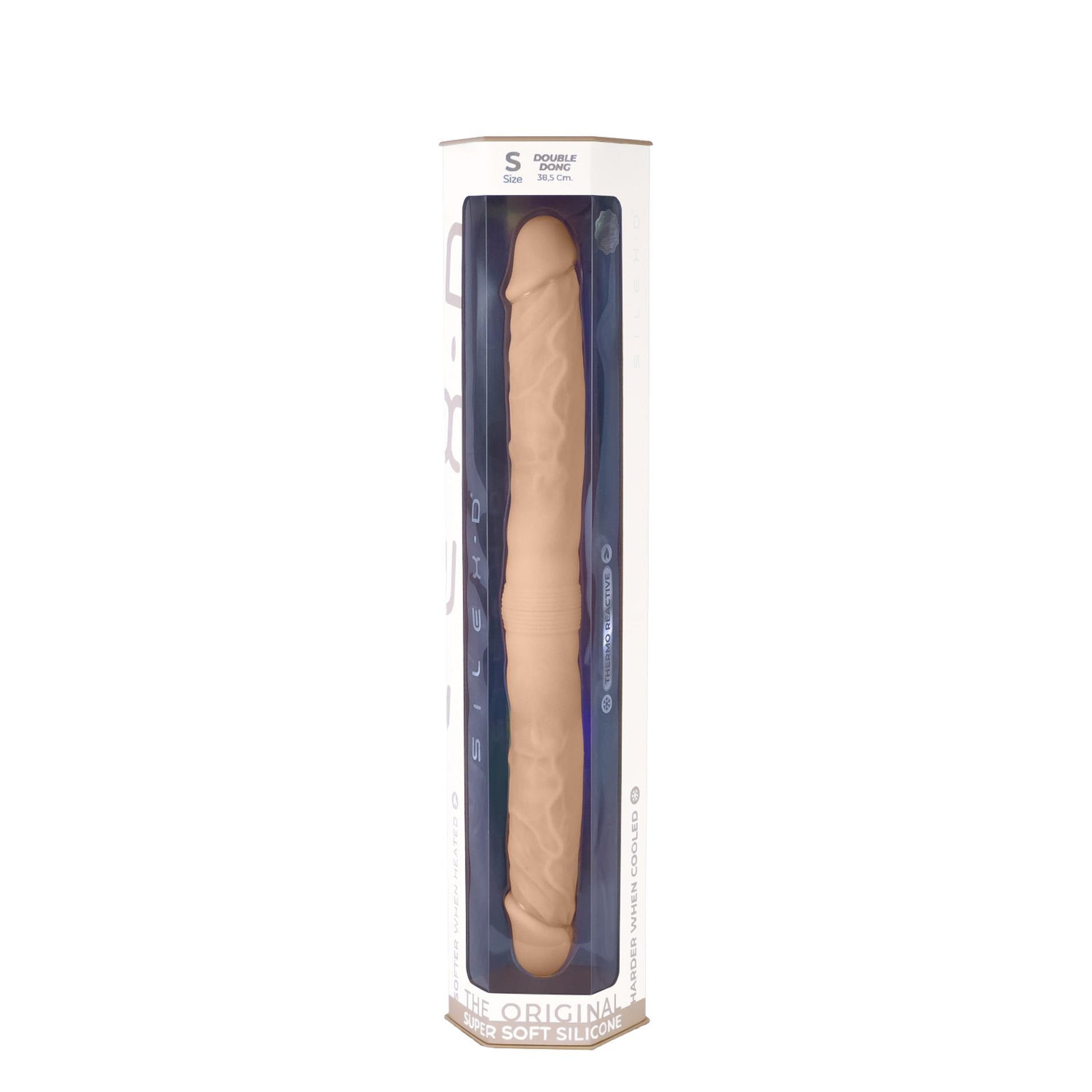 Dildo dublu Silexd culoarea pielii, mărimea S 38,5 cm