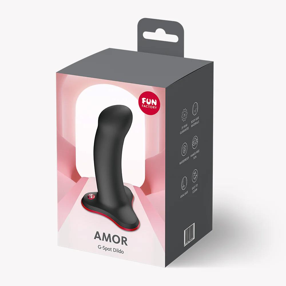 Dildo Fun Factory Amor din silicon negru cu ventuză 13,5 cm