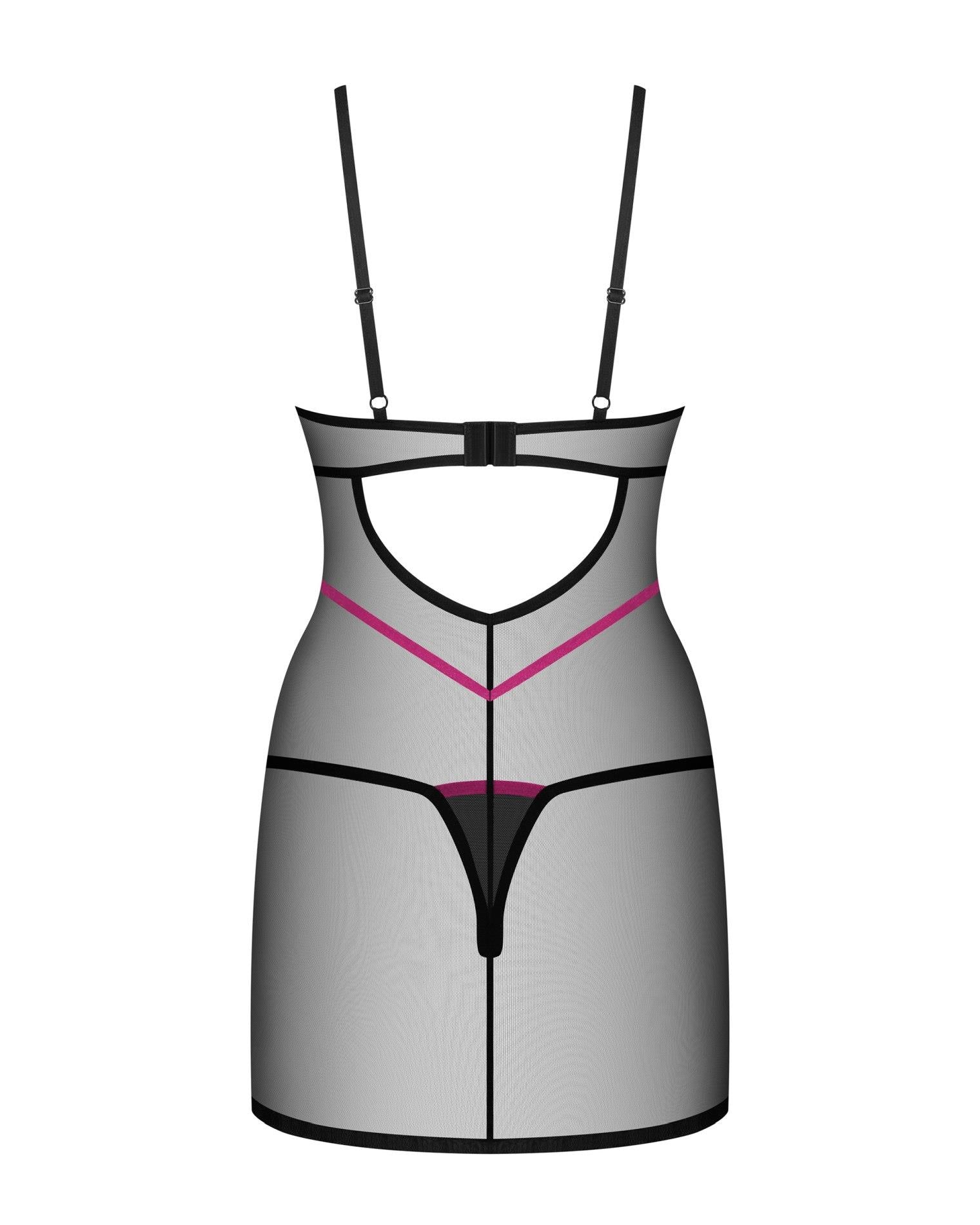 Obsessive cămașă transparentă și tanga negru XS/S