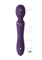 Vibrator cu baghetă din silicon Vive Enora, violet, USB, 22 cm