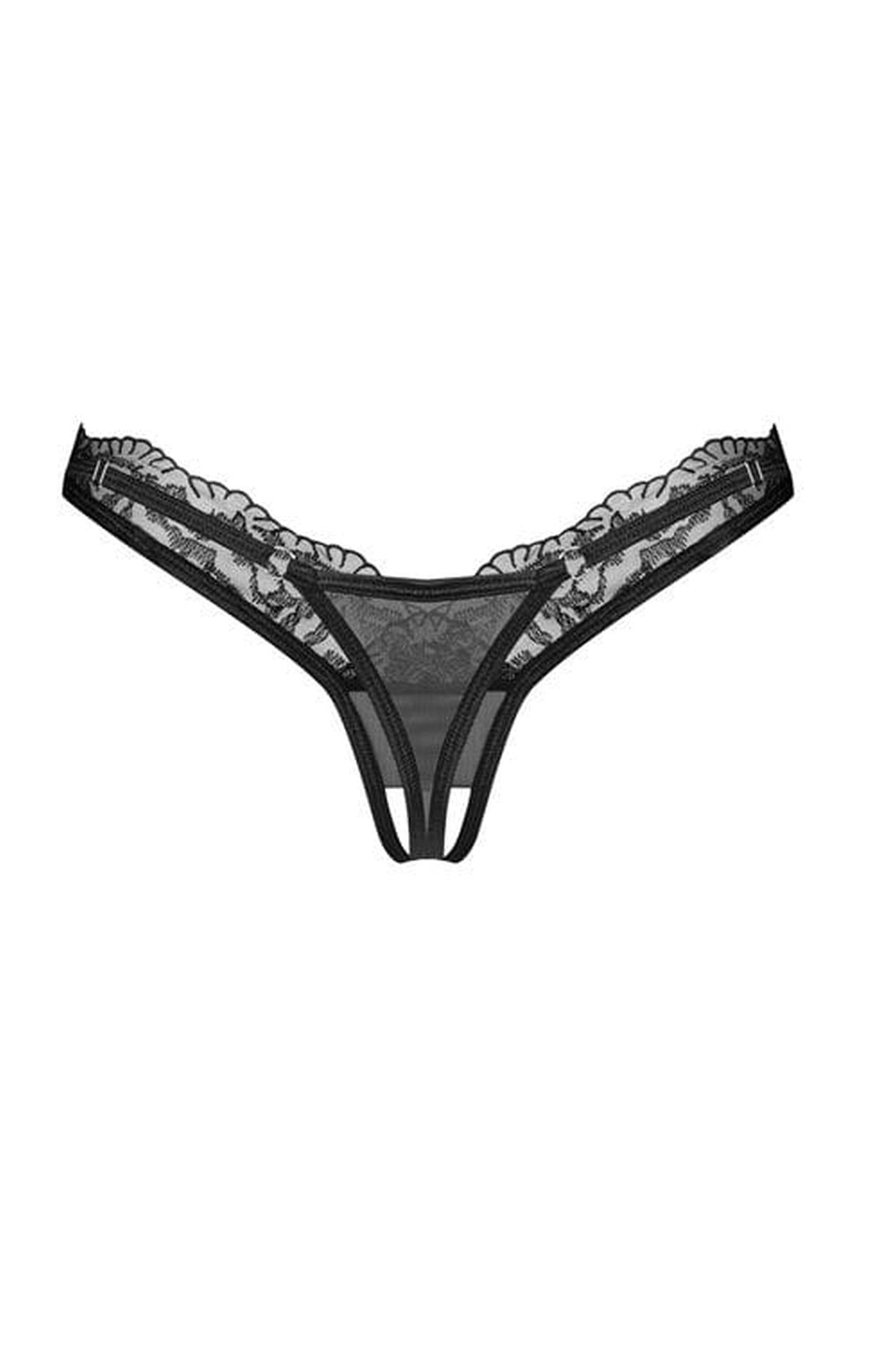 Obsessive Arrowel chiloți tanga cu dantelă negri 2XL/3XL