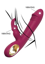 Vibrator Taygeta din silicon fuchsia cu model iepuraș USB 21 cm