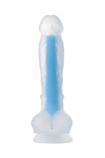 Dildo cu gel strălucitor Bruce Glow Blue 16.5 cm Beyond