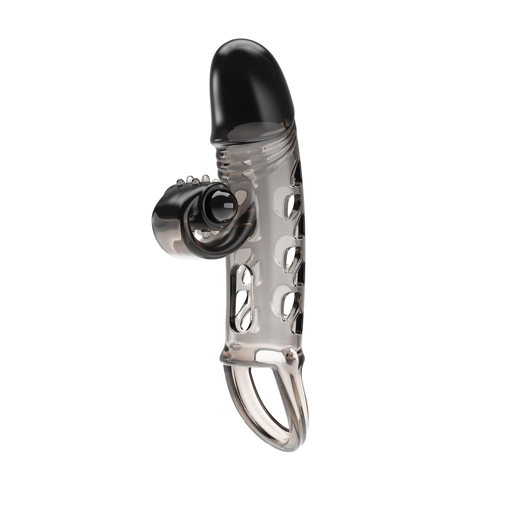 Extensor vibrant pentru penis Romance cu stimulator, negru