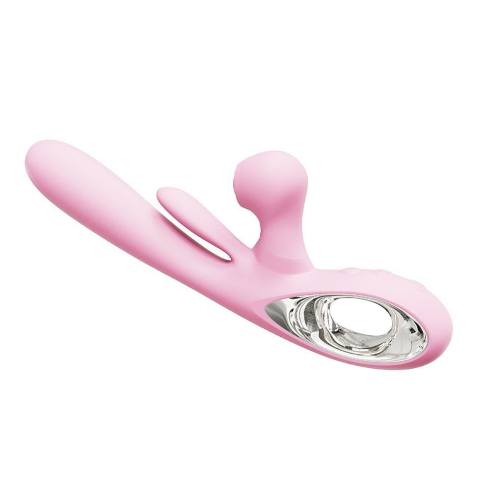 Vibrator Pink Bliss Bunny cu percuție din silicon, USB