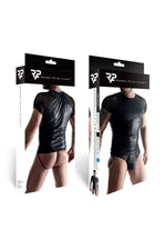 Tricou Regnes Fetish Planet pentru bărbați, aspect umed, plasă, negru, mărimea S