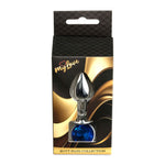 Bijuterii anale din oțel MyLove Toys albastru închis cu diamant 7 cm