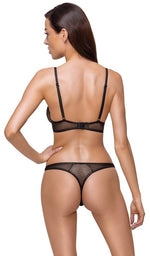 Set lenjerie intimă Cottelli LINGERIE negru cu sclipici auriu 80B