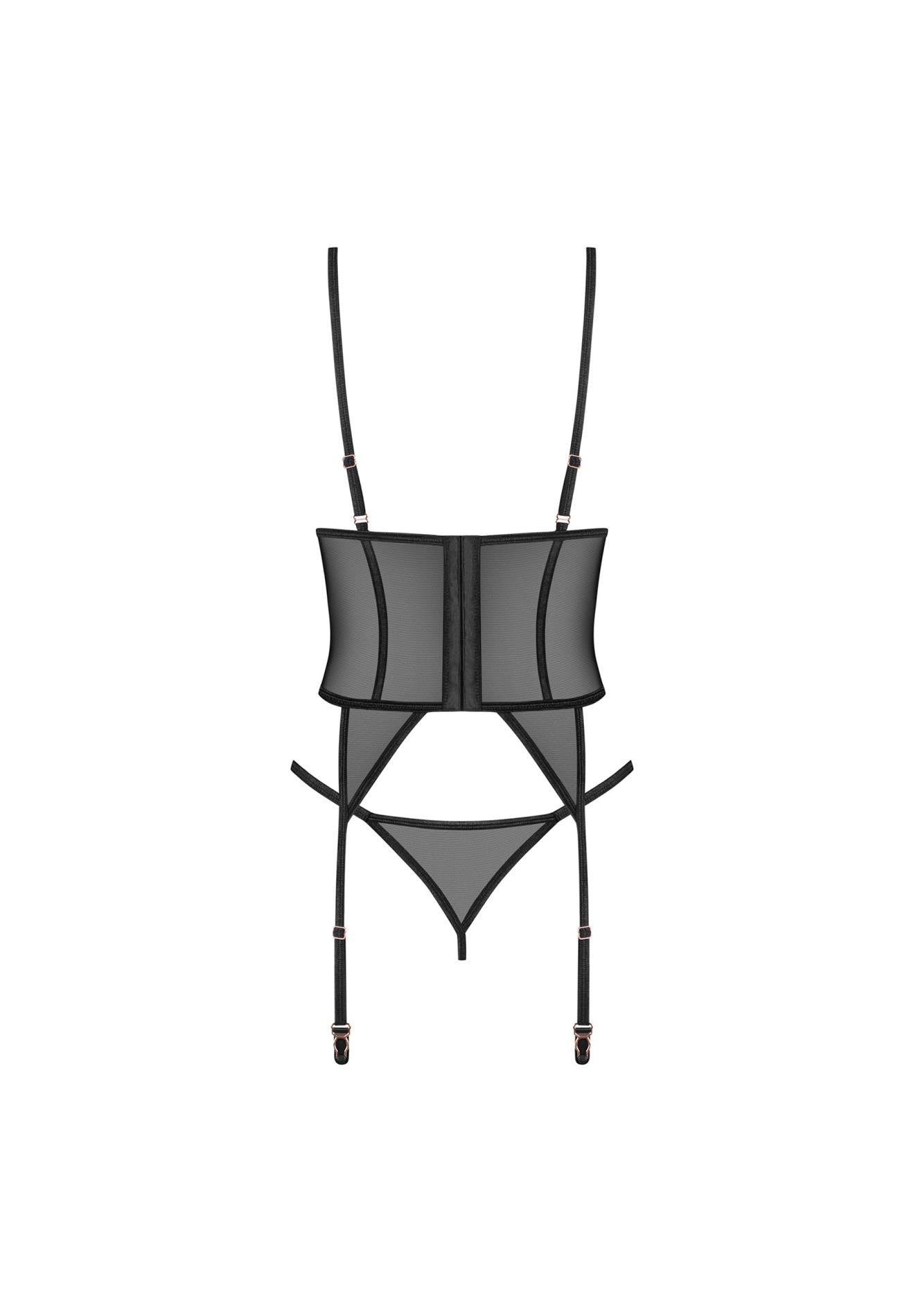 Corset și tanga Euridia Obsessive Negru XS/S