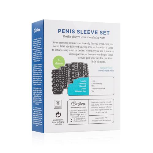 Set de 6 manșoane pentru penis EasyToys TPE, transparente