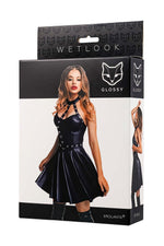 Rochie lucioasă Marisa wetlook neagră, mărimea S