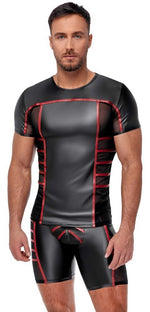 Tricou bărbătesc NEK negru cu dungi roșii, mărimea L