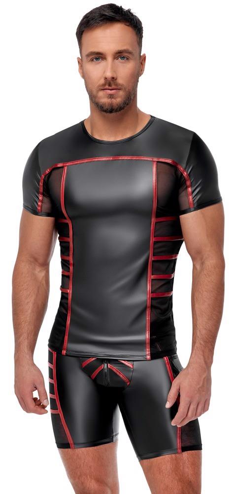 Tricou bărbătesc NEK negru cu dungi roșii, mărimea L
