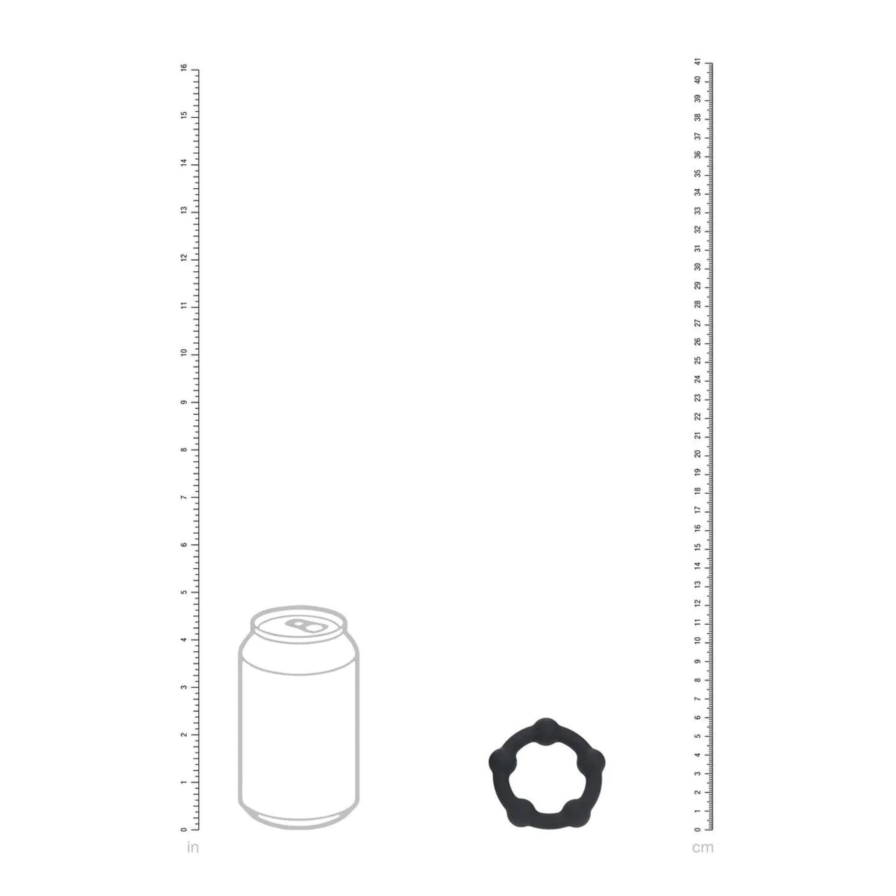 Inel pentru penis Levelz S cu mărgele din silicon negru de 3 cm