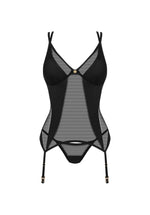Corset Obsessive Nesari negru cu tanga și bretele XL/2XL