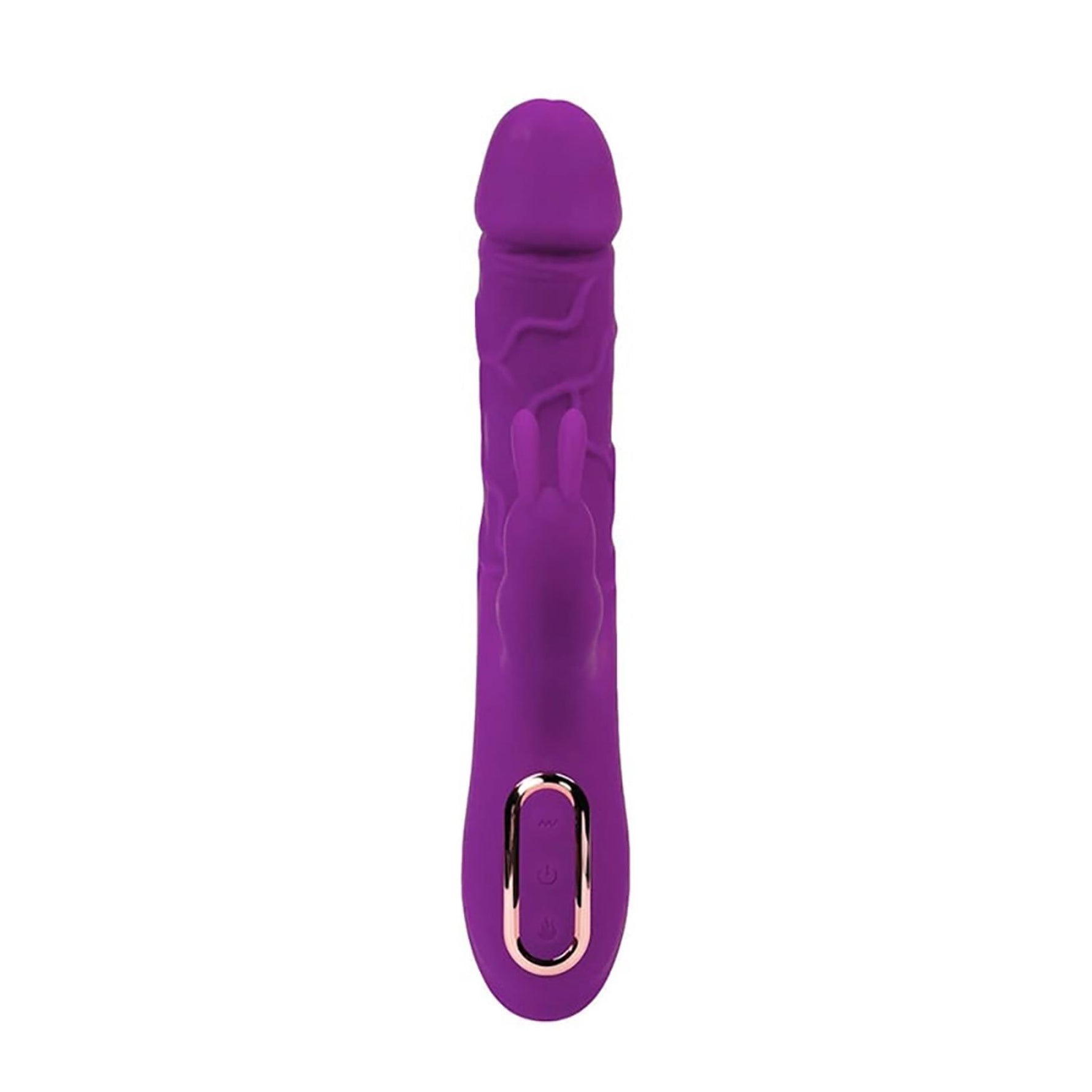 Vibrator Fantasy Rabbit cu silicon, încălzire, 10 moduri, USB, 22 cm