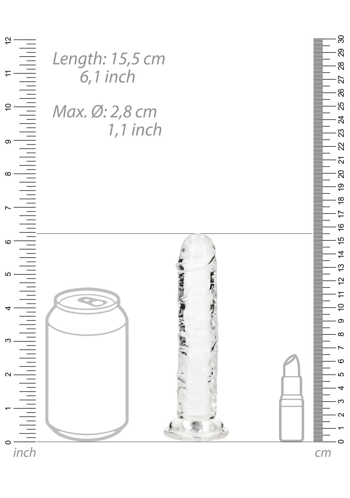 Dildo realist RealRock transparent cu ventuză 14,5 cm