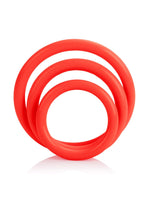 Inele pentru penis Calexotics Tri Rings din silicon roșu