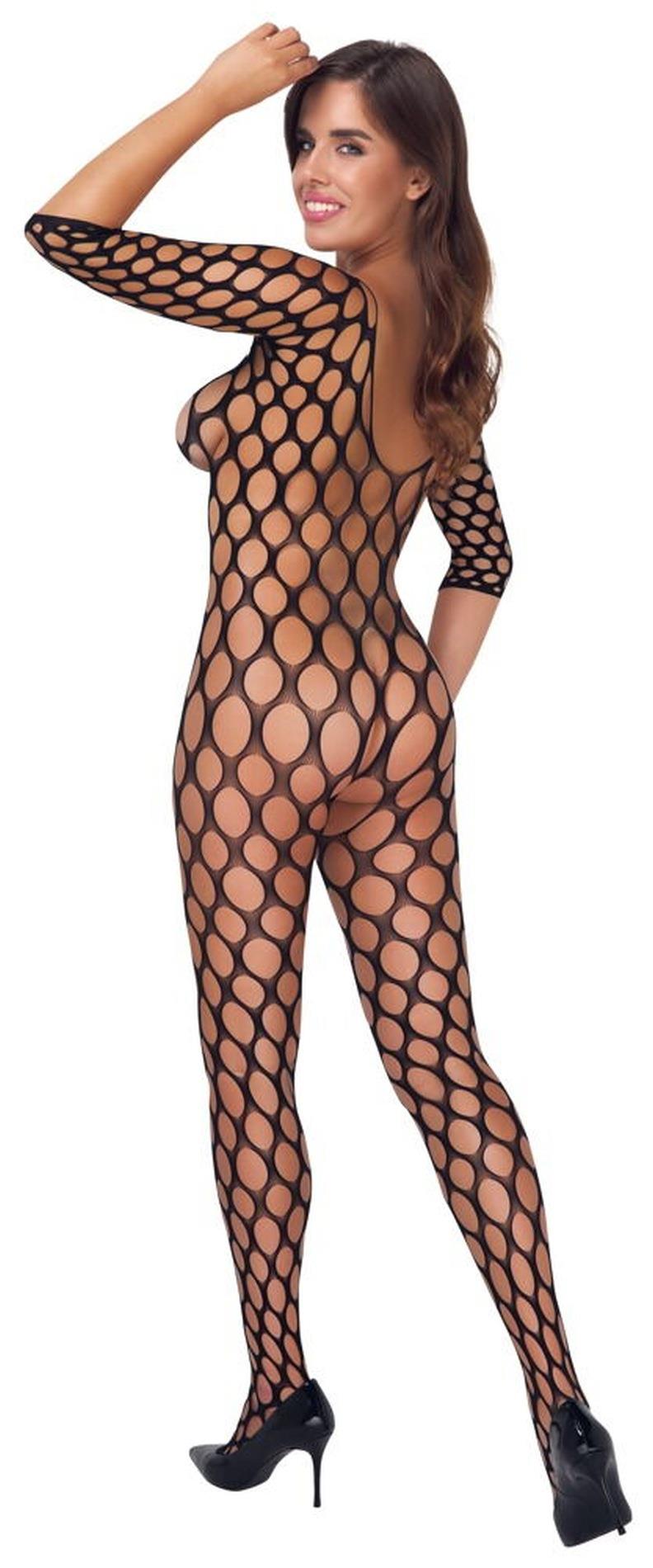 Salopetă erotică neagră Fantasy, cu bretele deschise, S/M
