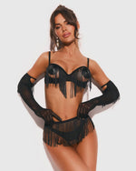 Set deschis Obsessive Rossay Black pentru patru piese, L XL