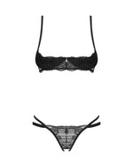 Set lenjerie intimă Obsessive Nutris cu deschidere neagră XL 2XL
