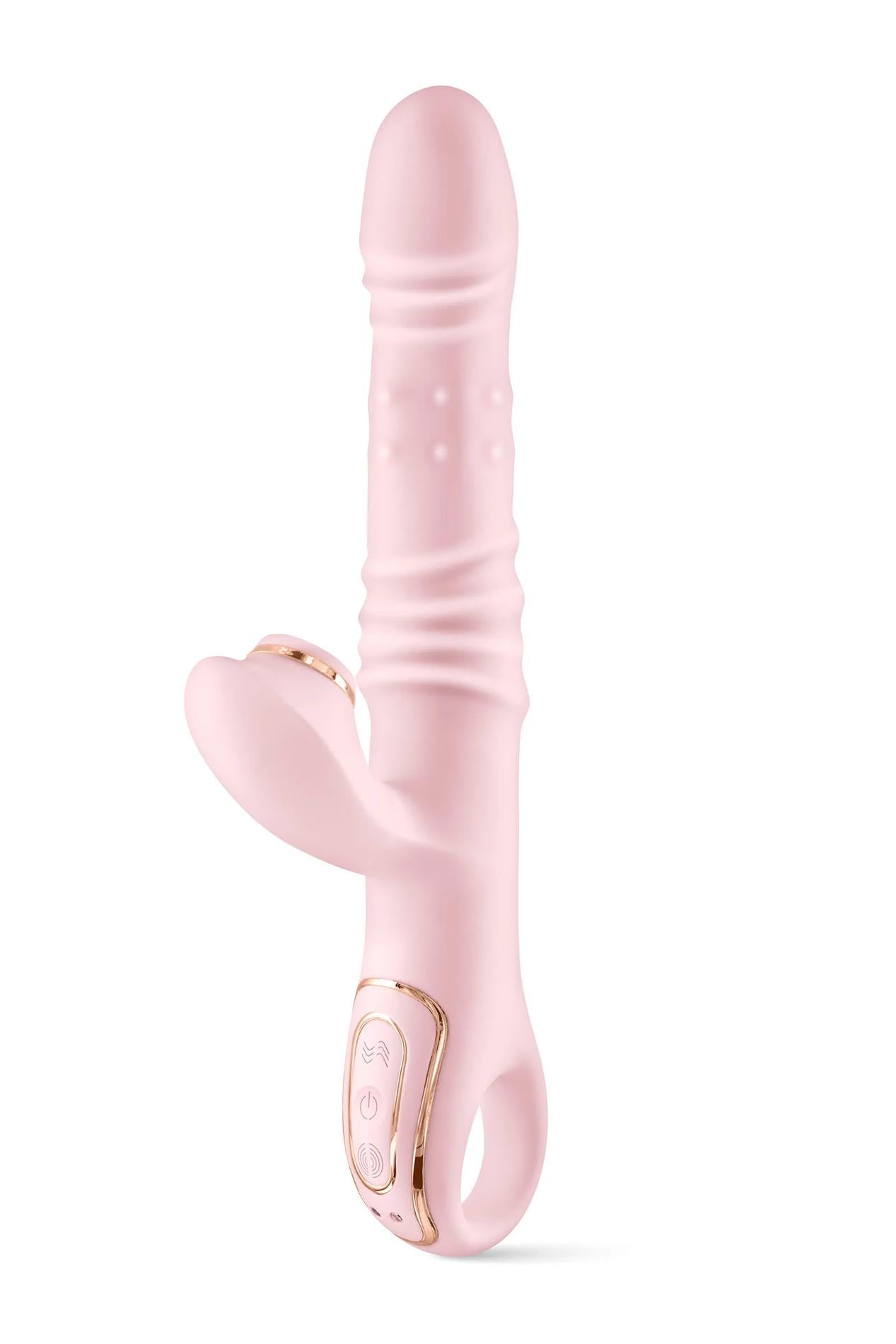 Vibrator USB roz încălzit Yoba Lively cu model iepuraș