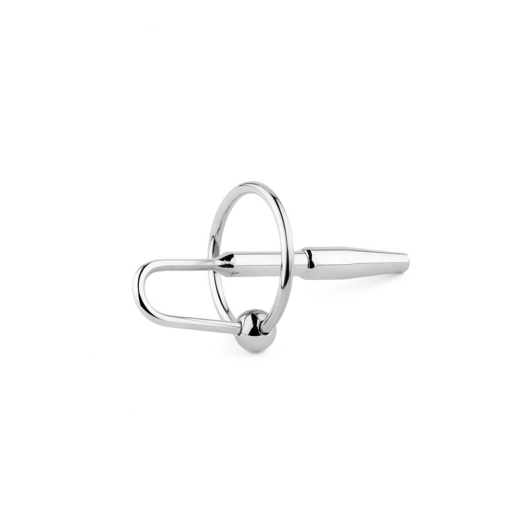 Dop uretral metalic HeavyFun cu inel, oțel inoxidabil, 8 cm