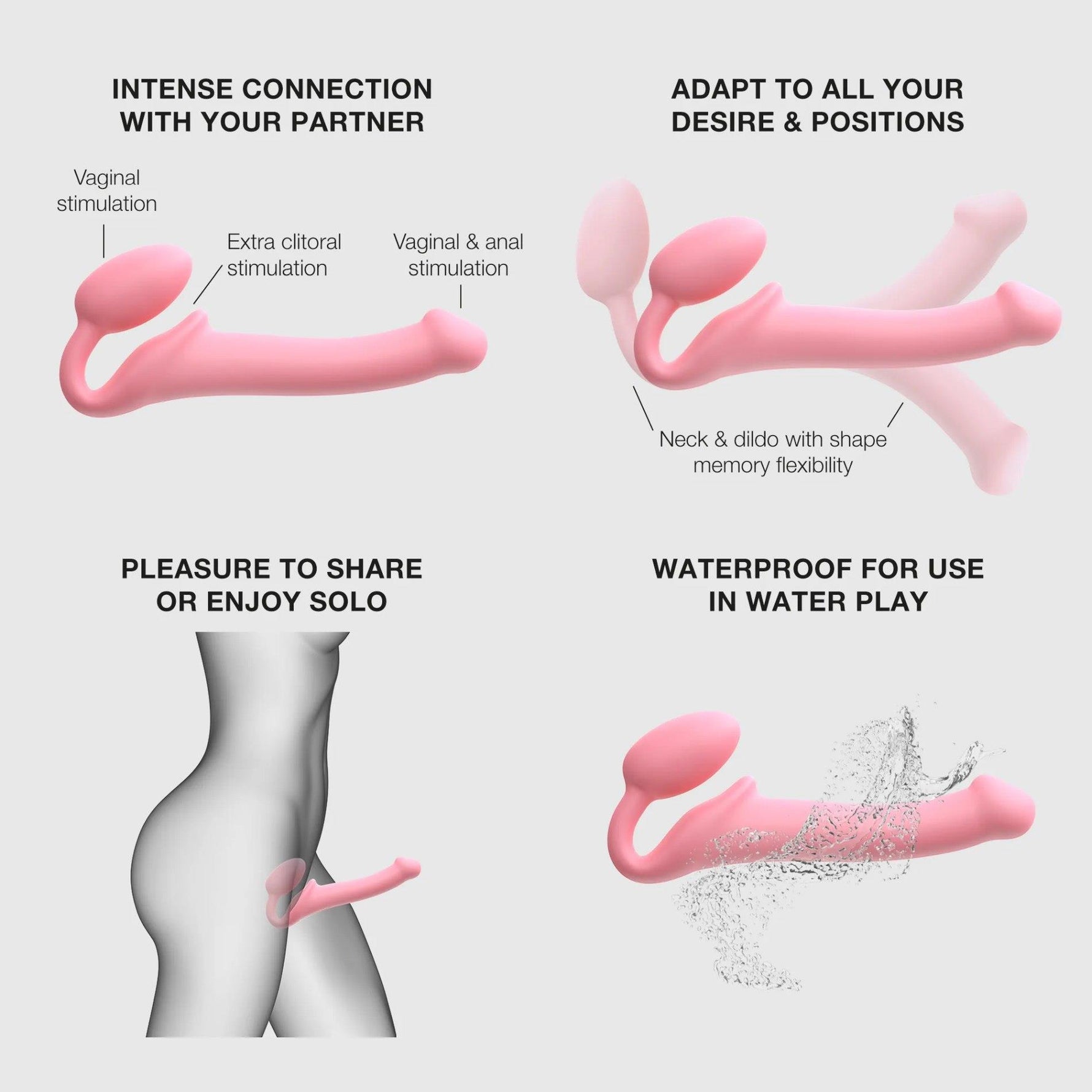 Strapoane din silicon semi-realist flexibil Dorcel roz M