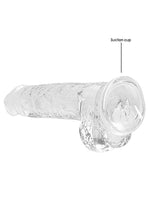 Dildo realist RealRock Crystal Clear cu testicule, transparent, 21 cm