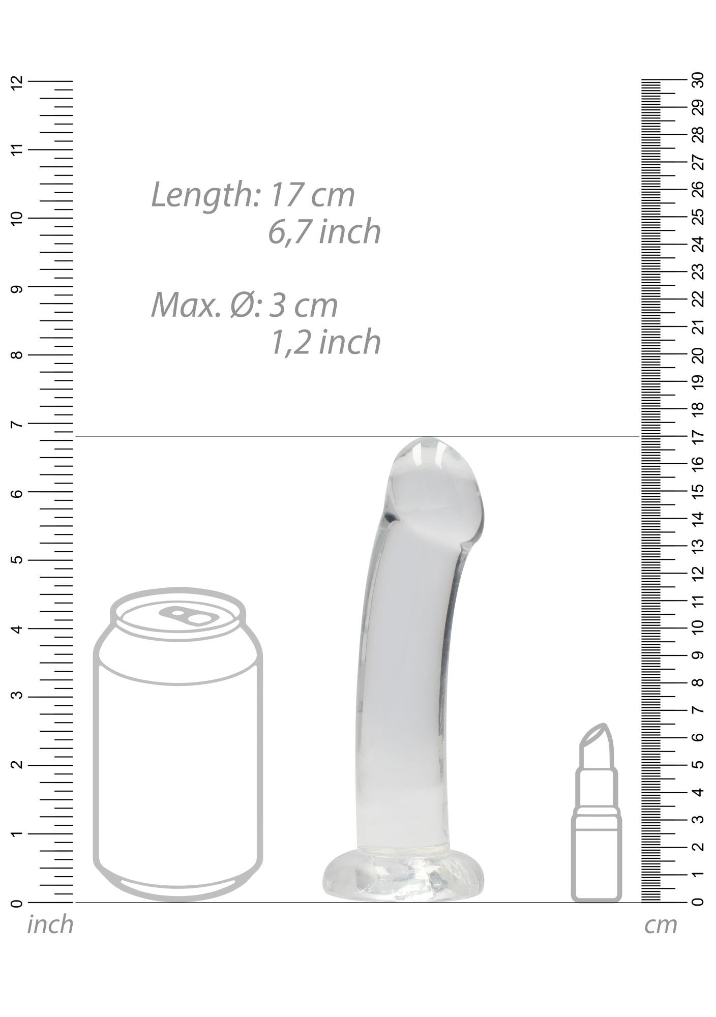 Dildo RealRock transparent, nerealist, cu ventuză, 17 cm