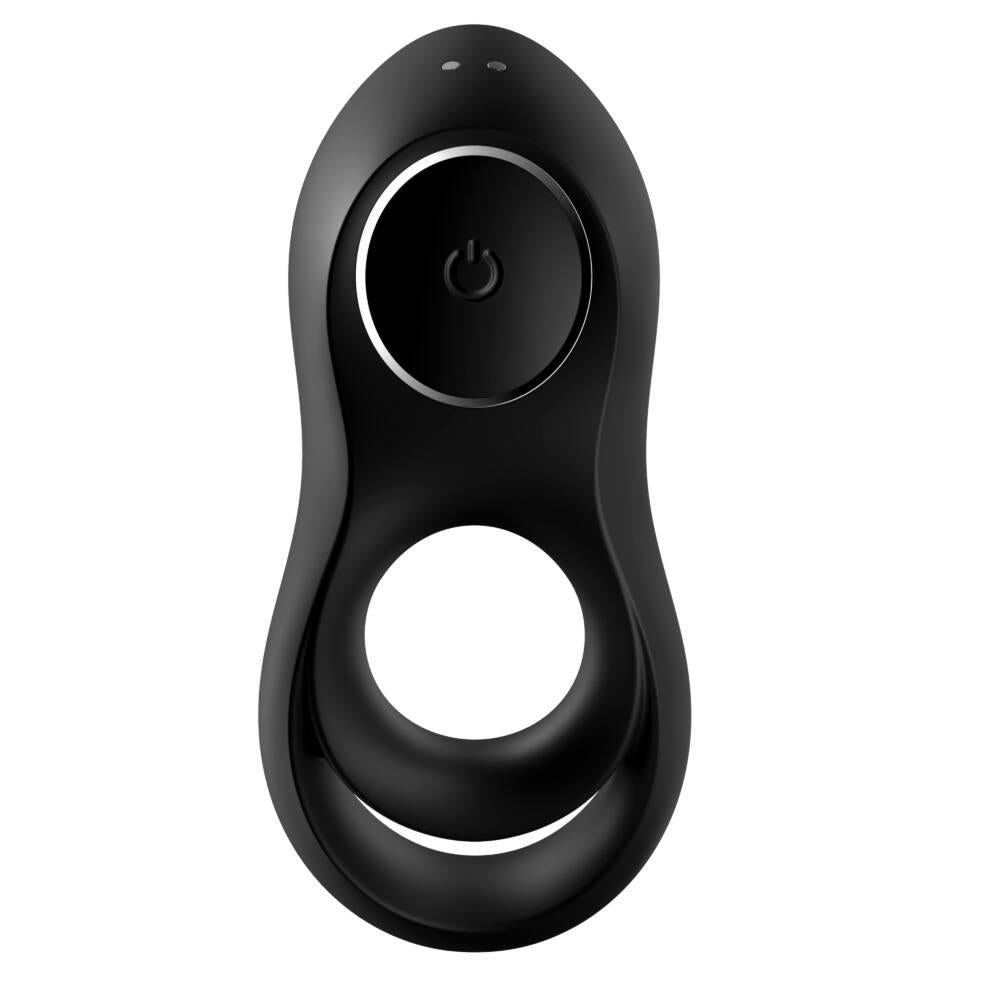 Inel vibrator dublu Satisfyer Legendary Duo din silicon negru