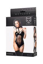 Body Sherrie lucios cu aspect ud, negru, M