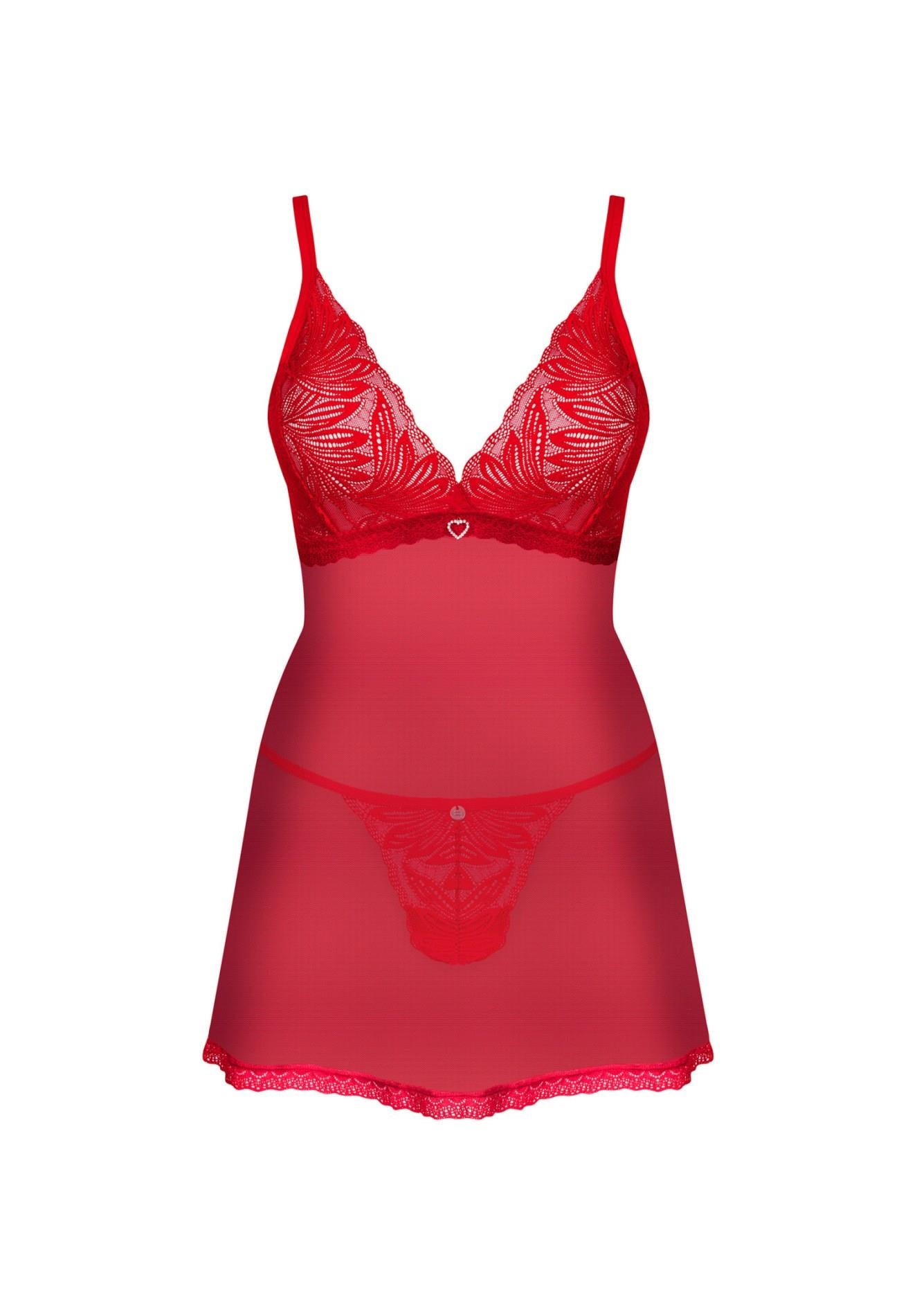 Babydoll Obsessive Chilisa roșu cu tanga M/L