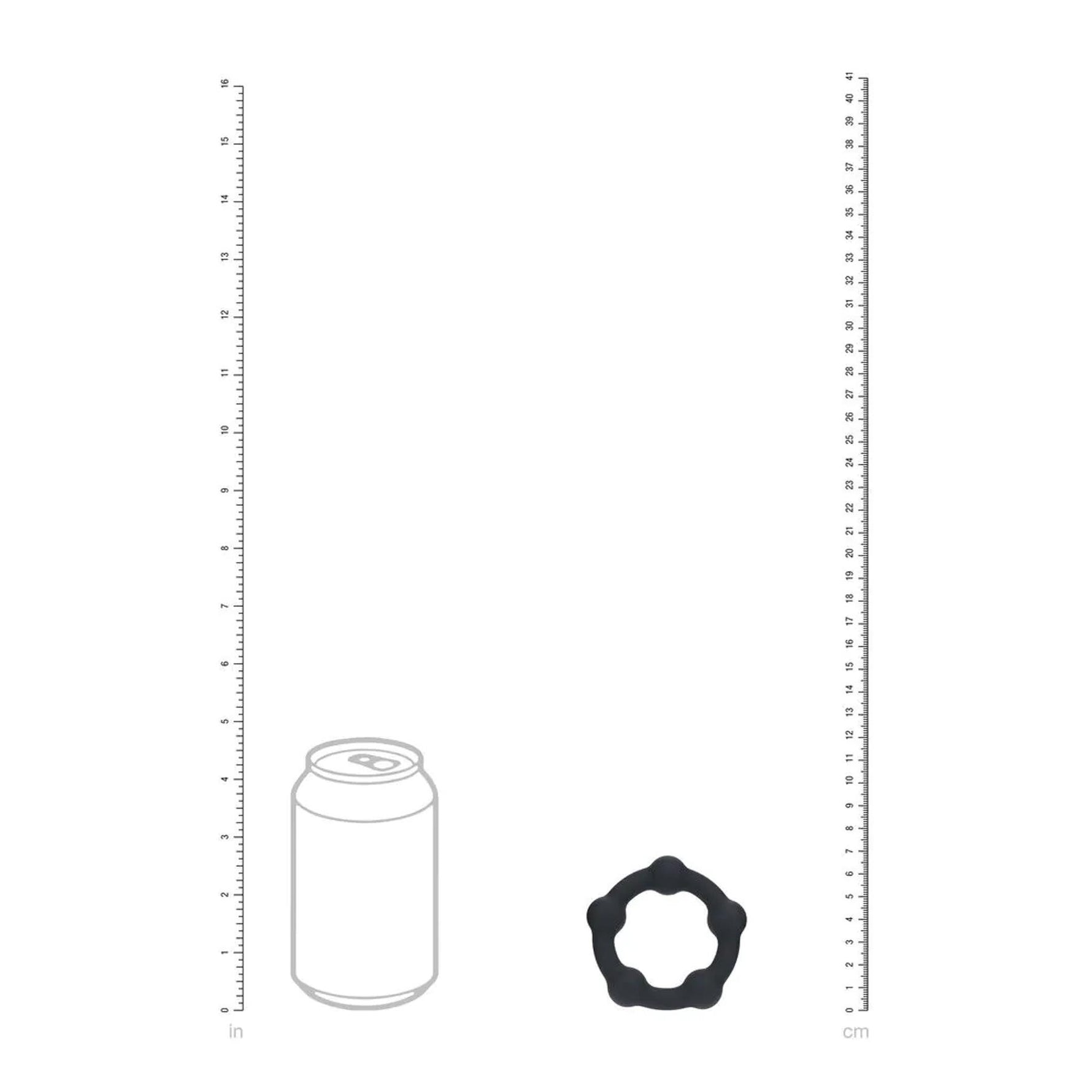 Inel pentru penis Levelz cu mărgele din silicon, negru, M, 3,5 cm