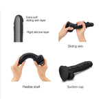 Dildo realist cu strap-on-me, cu alunecare, negru, M