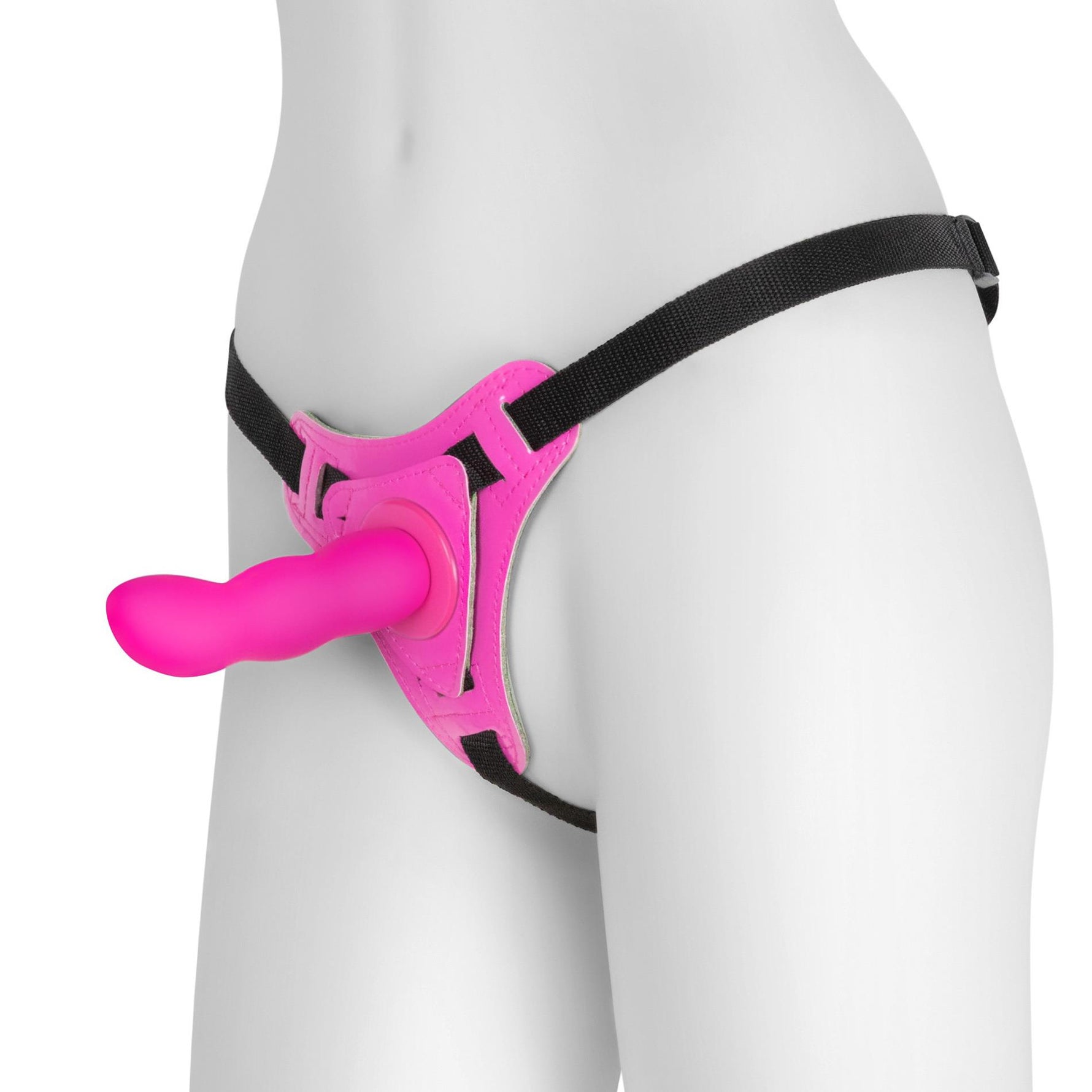 Strap-on cu valuri din silicon roz Crushious Snapper 12,5 cm