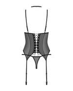 Corset Donarella Negru cu tanga și colier Obsessive M/L