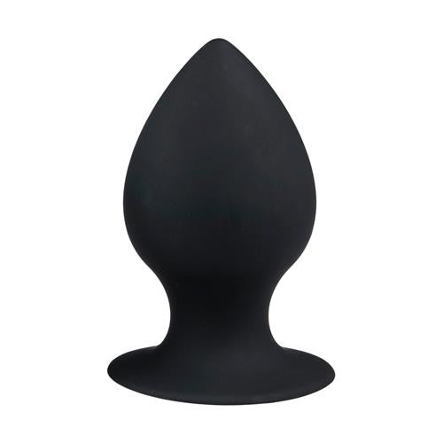 Dop anal din silicon EasyToys, negru, mediu, cu ventuză