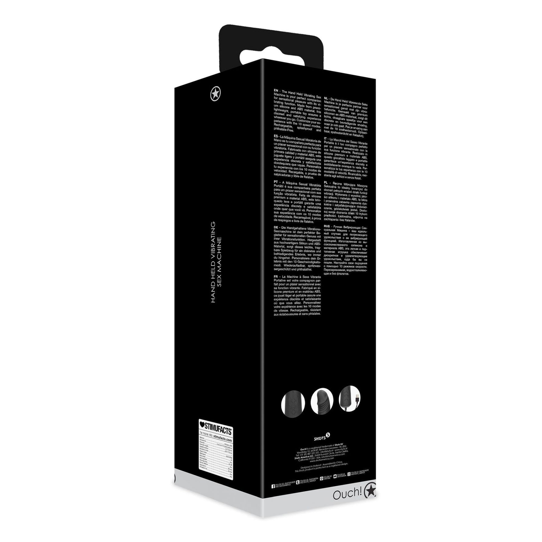 Vibrator pentru punctul G Ouch, portabil, din silicon, negru, USB