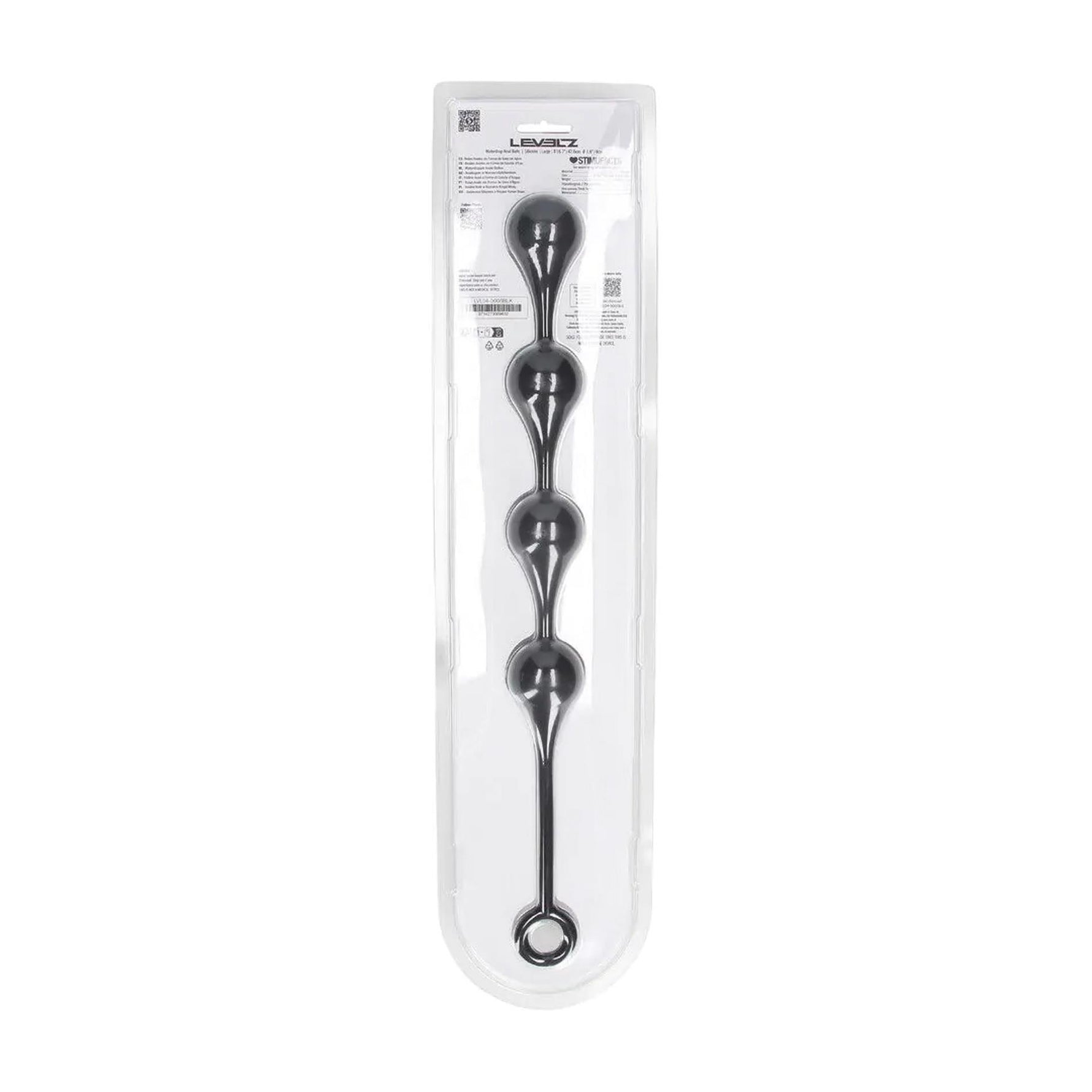 Perle anale din silicon Levelz cu picătură de apă, 40 mm, negre
