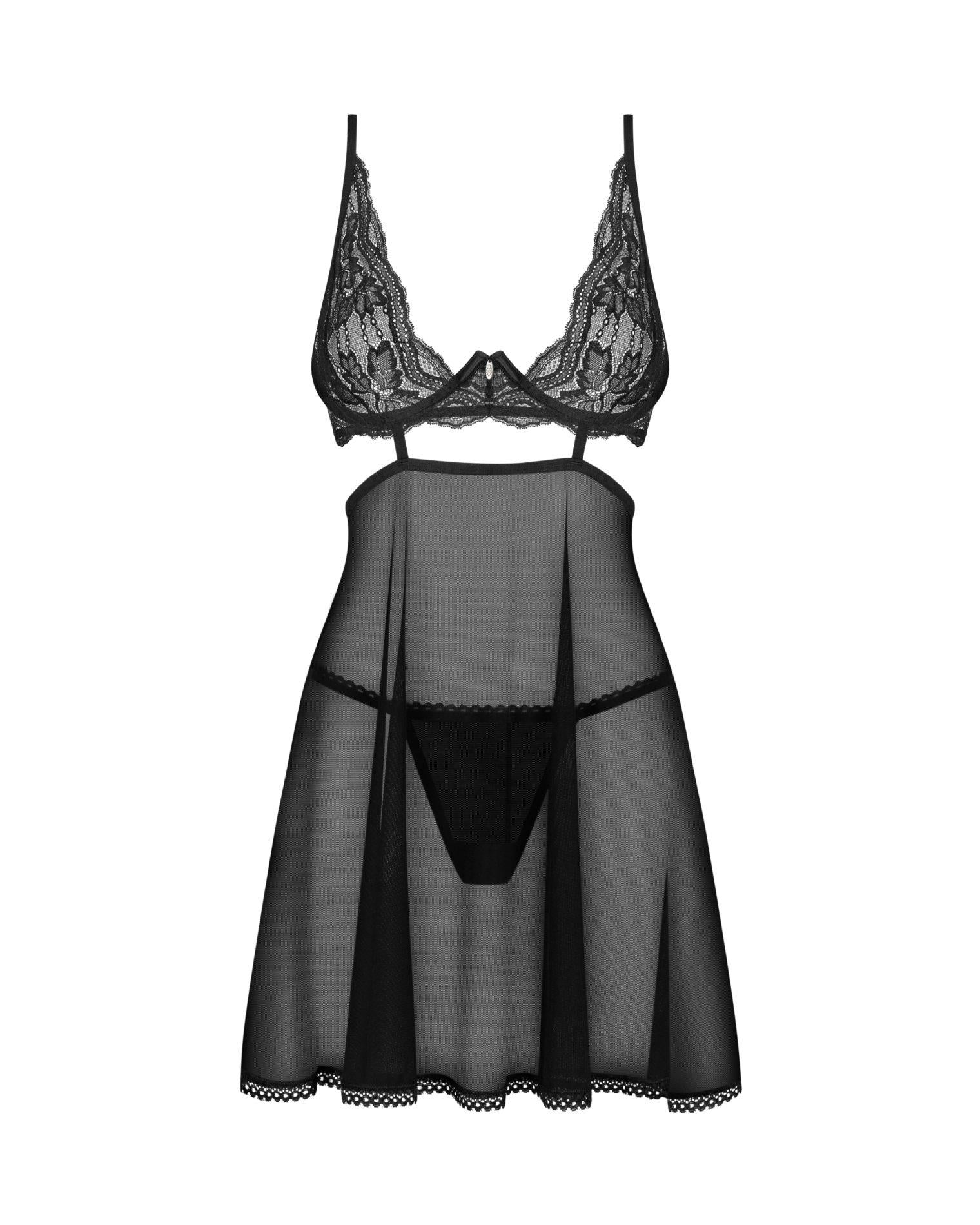 Obsessive Nutris Babydoll din dantelă cu tanga M/L