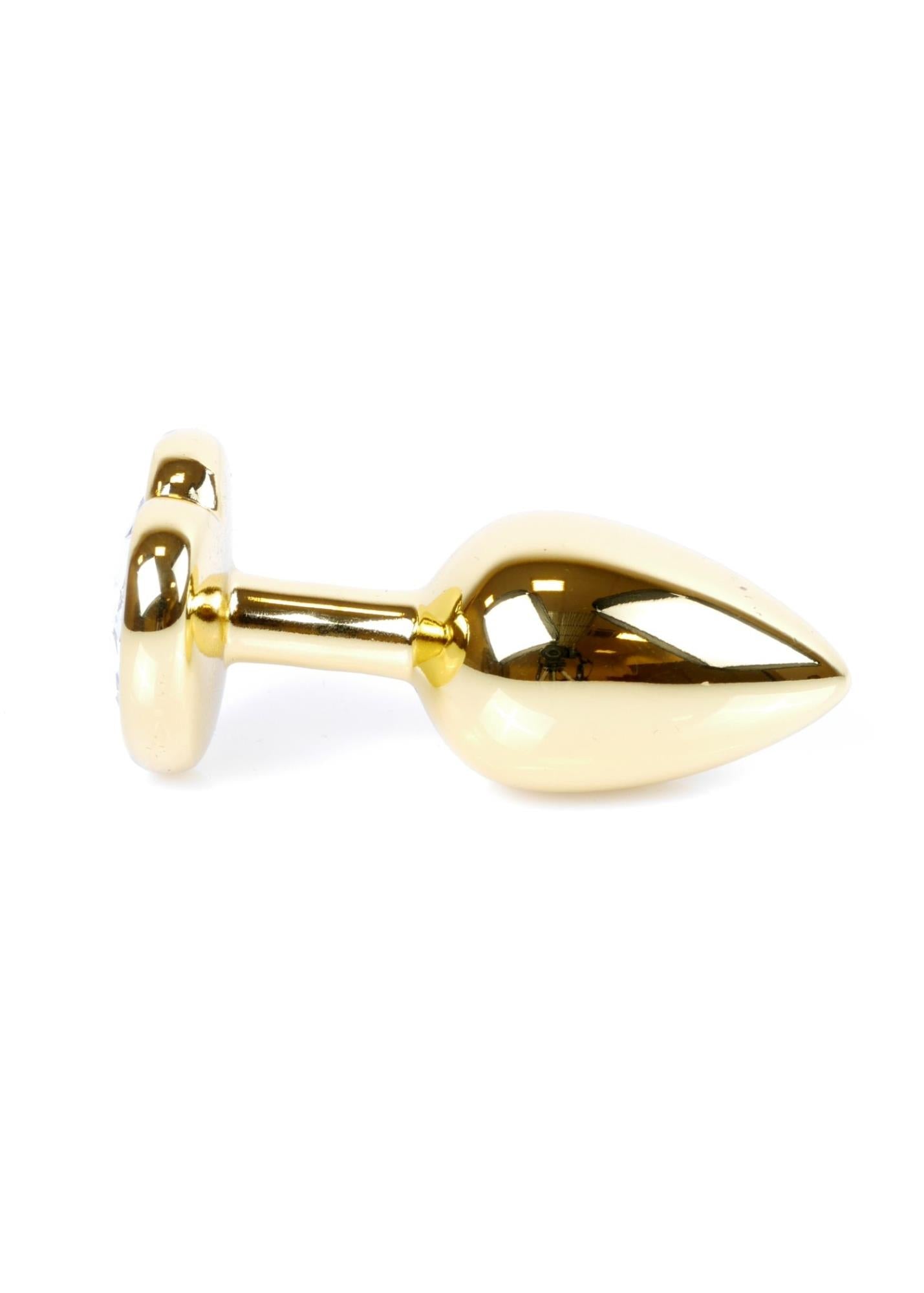 Bijuterii anale HeavyFun inimă aurie cristal roșu 7 cm