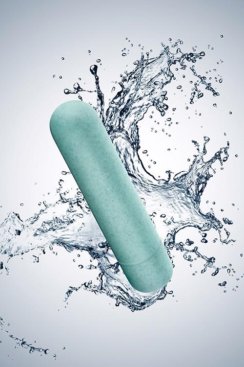 Mini vibrator Gaia Eco Bullet Blush, culoare aqua, PLA, 1.2 cm, AAA