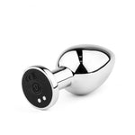 Dop anal vibrant HeavyFun din metal, mărime L, cu telecomandă USB