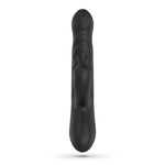 Vibrator Crushious Lapin din silicon, model iepuraș, negru, USB, 21,5 cm