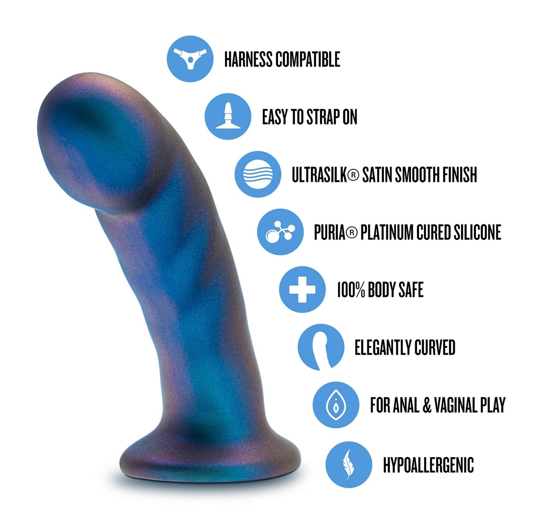 Dildo Temptasia Rebellion din silicon albastru 14 cm