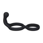 Inel dublu pentru penis Levelz din silicon cu perlă anală, negru